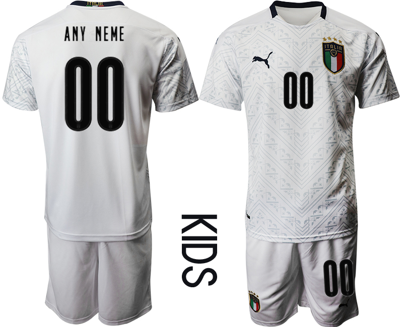 Youth 2021 European Cup Italy away white customized Soccer Jersey->customized soccer jersey->Custom Jersey